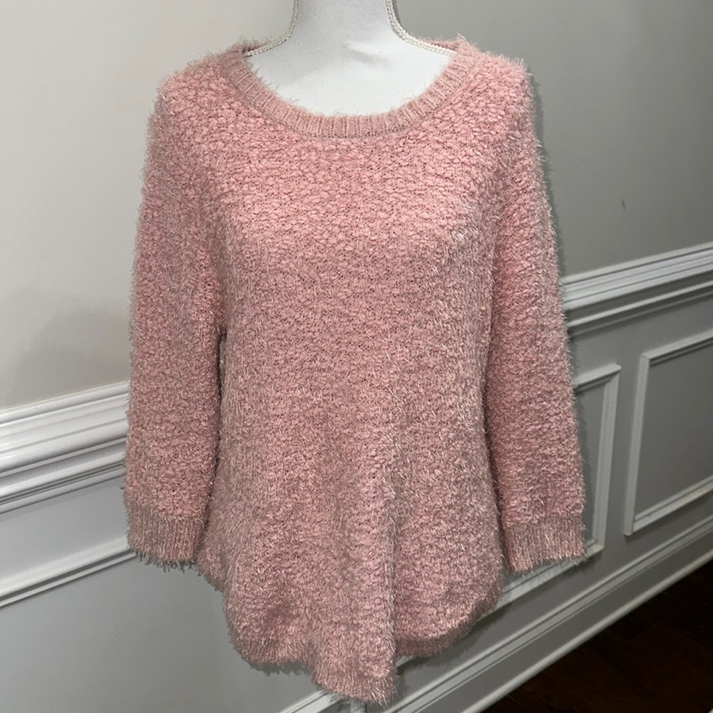 JohnPaulRichard Blush Champagne Fuzzy Knit Sweater size XXL